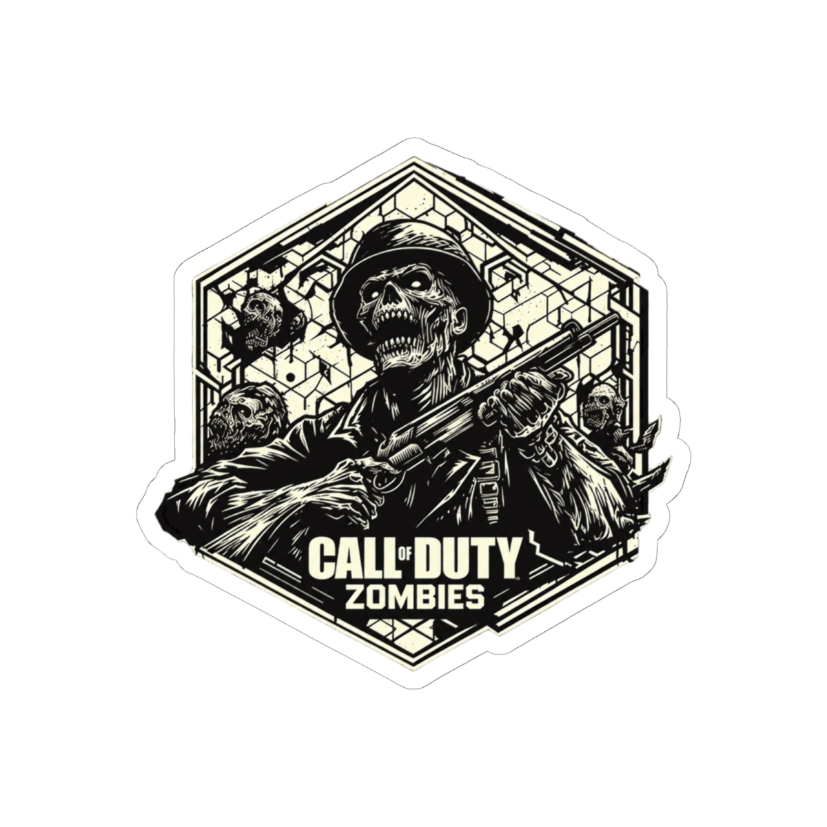 Modern Zombies Warfare Hex Sticker | Bold Gamer Vinyl Decal - Call of Duty official Stickers merch